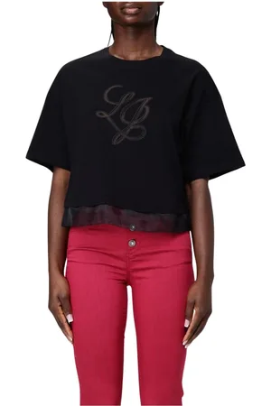 Liu Jo Tops, Dames, Blauw, S, Katoen, Hemelsblauwe Gelaagde T-shirt Top