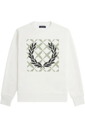 Fred Perry Sweatshirts & Hoodies, Heren, Wit, 2Xl, Katoen, Graphic Cross Stitch Sweatshirt