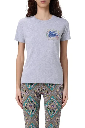 Etro Tops, Dames, Grijs, S, Gele Crew Neck Tee Shirt