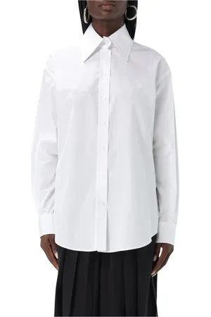 Alexander McQueen Blouses & Shirts, Dames, Wit, 2Xs, Katoen, Witte Poplin Overhemd, Elegante Stijl