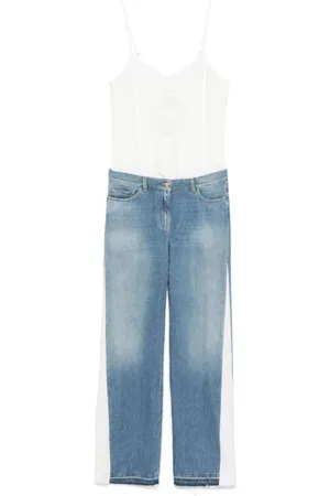 Elisabetta Franchi Jumpsuits & Playsuits, Dames, Blauw, M, Denim, Trompe-l`oeil Jumpsuit