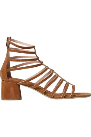 ANNA F. Schoenen, Dames, Bruin, 40 EU, Suède, Gebrande hak sandalen