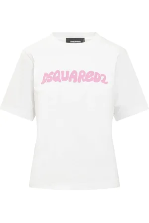 Dsquared2 Tops, Dames, Wit, L, Witte Logo Print T-shirt