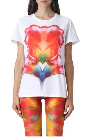Alexander McQueen Tops, Dames, Veelkleurig, L, Katoen, Abstract Print T-shirt