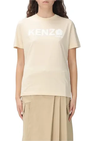 Kenzo Tops, Dames, , M, Katoen, Paris Logo Tee Roomwit