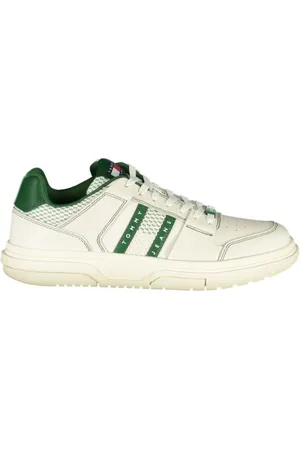 Tommy Hilfiger Schoenen, Heren, Wit, 45 EU, Polyester, Groene polyester sneakers met zool
