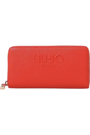Liu Jo Accessoires, Dames, Oranje, ONE Size, Leer, Portemonnee met reliëflogo en ritssluiting
