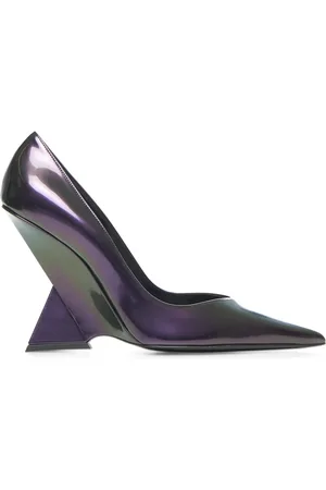 The Attico Schoenen, Dames, Paars, 36 EU, Paarse Holografische Sleehak Slip-On