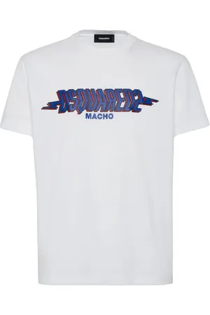 Dsquared2 Tops, Heren, Wit, M, Katoen, T-shirt met logo-opdruk en ronde hals