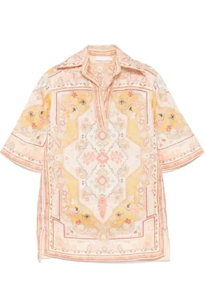 ZIMMERMANN Kleedjes, Dames, Veelkleurig, S, Linnen, Wylie Tunic Dress