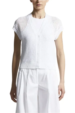 PESERICO SIGN Truien, Dames, Wit, XS, Katoen, Katoenen vest met pailletten