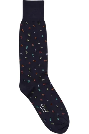 Paul Smith Ondergoed, Heren, Blauw, ONE Size, Multicolor Script Crew Sokken