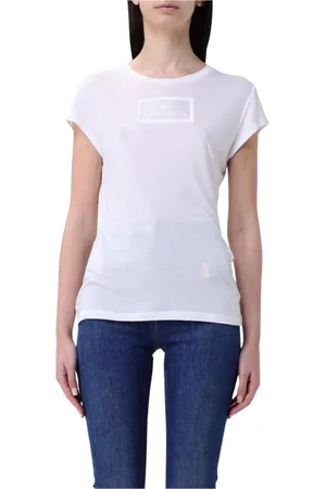 Elisabetta Franchi Tops, Dames, Wit, XS, Wit Logo T-shirt voor vrouwen