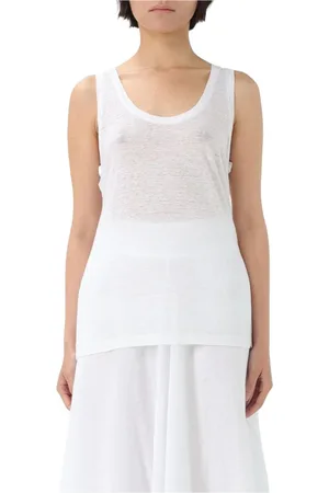 120% Lino Tops, Dames, Wit, S, Linnen, Witte Linnen Top