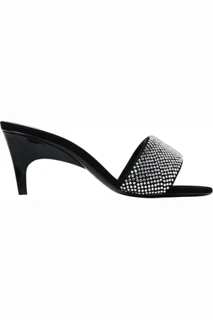 The Attico Schoenen, Dames, Grijs, 41 EU, Suède, Zilveren Rhinestone Kitten Heel Sandalen