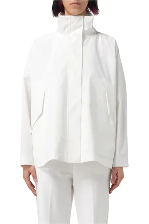 Max Mara Jassen, Dames, Wit, S, Katoen, Katoenen jas voor vrouwen