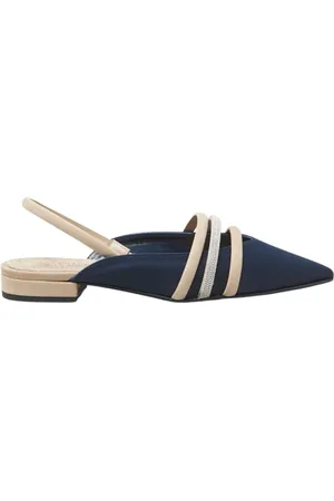 PESERICO SIGN Schoenen, Dames, Blauw, 38 EU, Echt lederen platte slingbacks