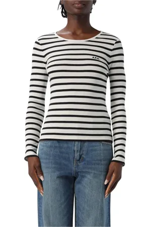 A.P.C. Tops, Dames, Veelkleurig, L, Katoen, Beige Gestreepte Sweatshirt