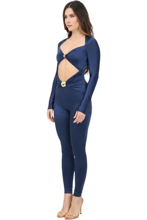 Elisabetta Franchi Jumpsuits & Playsuits, Dames, Blauw, M, Elegante Jumpsuit met Draperie