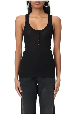 Isabel Marant Tops, Dames, Zwart, M, Geribbelde knoop tanktop