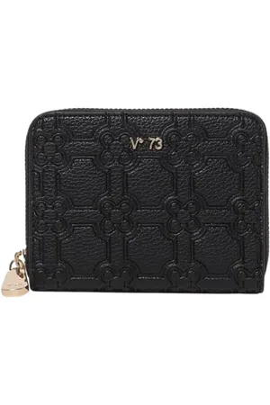 V°73 Accessoires, Dames, Zwart, ONE Size, Zwarte Geëtste Portemonnee voor Vrouwen