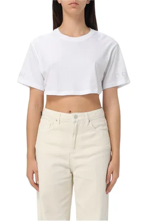 Armani Exchange Tops, Dames, Wit, S, Katoen, Witte Rhinestone Crop Top