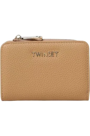 Twin-Set Accessoires, Dames, , ONE Size, Leer, Zwarte Leren Portemonnee Compact Stijlvol