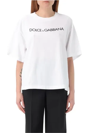 Dolce & Gabbana Tops, Dames, Wit, M, Katoen, Logo Polo Shirt Stijlvol Veelzijdig