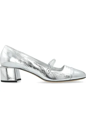 Jimmy Choo Schoenen, Dames, Grijs, 38 1/2 EU, Leer, Elisa 45 Pumps met Hak