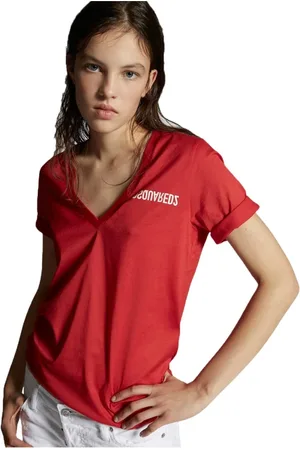 Dsquared2 Tops, Dames, Rood, XS, Katoen, Comfortabel katoenen T-shirt