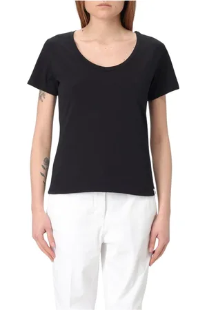 Peuterey Tops, Dames, Zwart, M, Katoen, Witte Crew Neck Katoenen T-Shirt