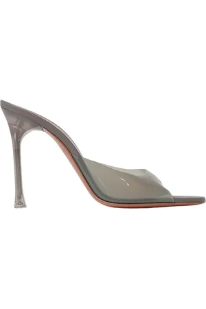 Amina Muaddi Schoenen, Dames, Grijs, 39 EU, Leer, Grijze Glass Slipper Hakken