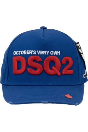 Dsquared2 Accessoires, unisex, Blauw, ONE Size, Katoen, Geborduurde Baseball Cap met Gesp