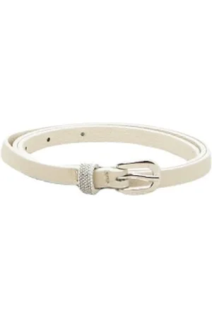 PESERICO SIGN Accessoires, Dames, Wit, 95 CM, Echt leren riem met Punto Luce