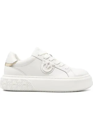 Pinko Schoenen, Dames, Wit, 37 EU, Chunky Sole Lace-Up Sneakers