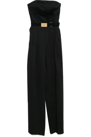 Elisabetta Franchi Jumpsuits & Playsuits, Dames, Zwart, S, Zwarte Jurken met Afneembare Taille Riem