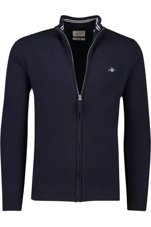 GANT Sweatshirts & Hoodies, Heren, Blauw, 3Xl, Wol, Lamswollen Vest met Rits