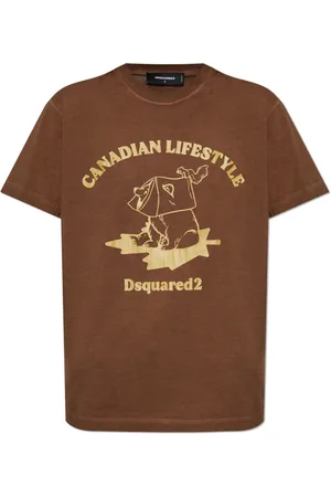 Dsquared2 Tops, Dames, Bruin, XL, Katoen, T-shirt met Logo