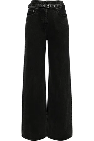 3.1 Phillip Lim Jeans, Dames, Zwart, M, Katoen, Zwarte wijde pijp jeans