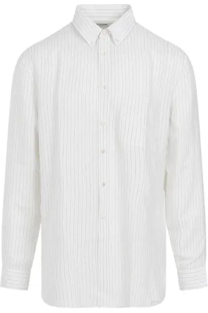 Saint Laurent Overhemden, Heren, , 2Xl, Gestreept zijden overhemd met knopen