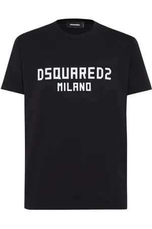Dsquared2 Tops, Heren, Zwart, 2Xl, Katoen, T-shirt met Logo Print en Ronde Hals