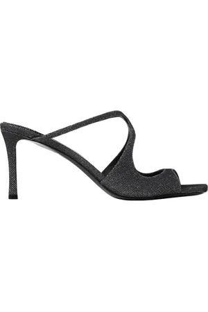 Jimmy Choo Schoenen, Dames, Blauw, 39 EU, Zwarte Peep Toe Hakken Sandalen