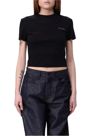 MUGLER Tops, Dames, Zwart, M, Zwarte korte mouw T-shirt