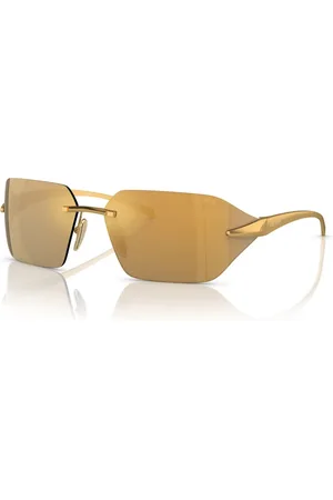Prada Accessoires, Dames, Geel, ONE Size, Satijn, Stijlvolle Zonnebril