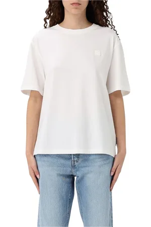 Moose Knuckles Tops, Dames, Wit, M, Katoen, Melkgekleurd T-shirt met korte mouwen