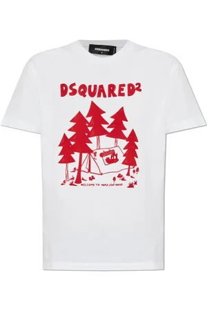 Dsquared2 Tops, Dames, Wit, S, Katoen, T-shirt met Logo en Fluweelzachte Afwerking