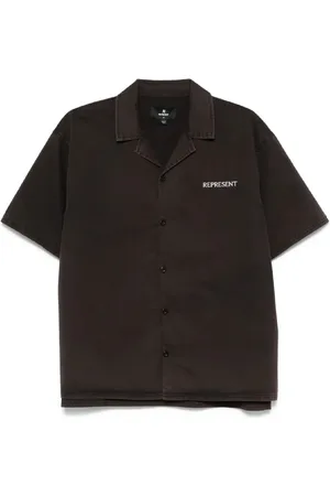 Represent Overhemden, Heren, Zwart, S, Katoen, Jet Camp Kraag Shirt