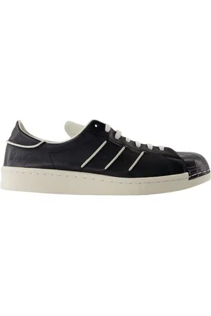 Y-3 Schoenen, Dames, Zwart, 40 EU, Zwarte Leren Sneakers met Rubberen Zool