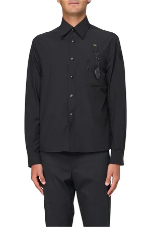 Blauer Overhemden, Heren, Zwart, M, Zwarte Button-Up Shirt voor Mannen