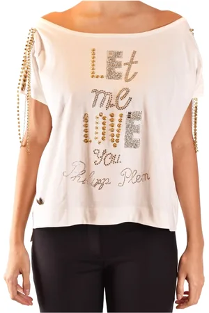 Philipp Plein Tops, Dames, Wit, S, T-shirt met korte mouwen